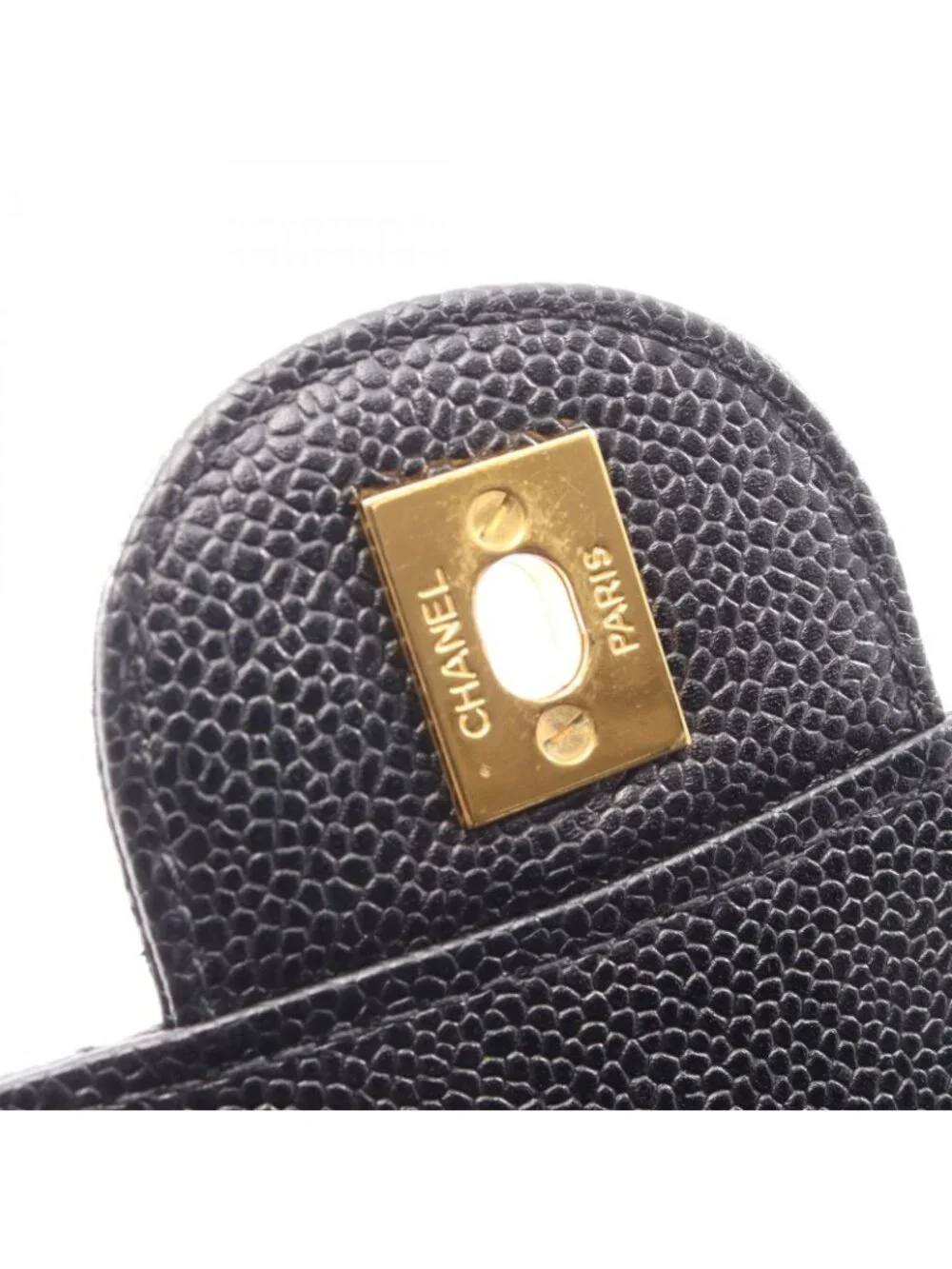 Chanel Shoulder Bag Quilted Black Caviar Leather Chain